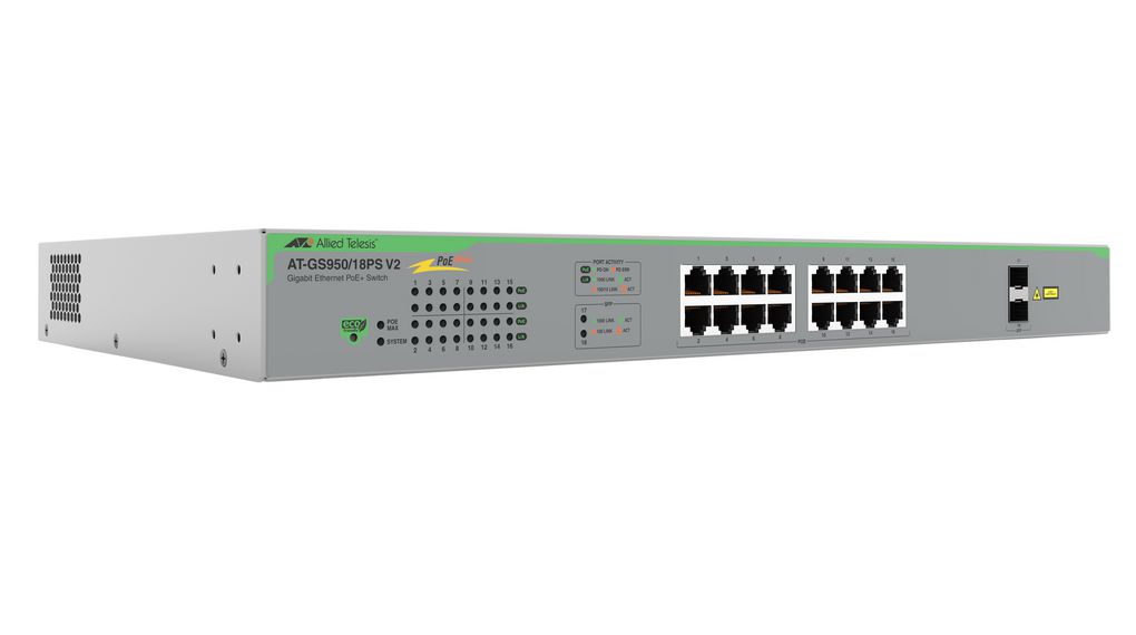 AT-GS950/18PS-V2-50 | Allied Telesis PoE Switch, Unmanaged, 1Gbps 